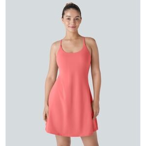 Halara Everyday Activity Dress XL Long Coral Pink Tennis Golf Dress with Shorts